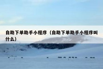 自助下单助手小程序（自助下单助手小程序叫什么）
