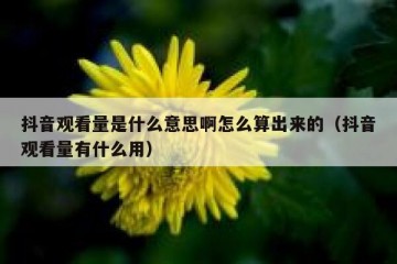 抖音观看量是什么意思啊怎么算出来的（抖音观看量有什么用）