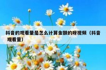 抖音的观看量是怎么计算金额的呀视频（抖音 观看量）