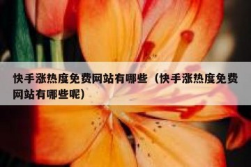 快手涨热度免费网站有哪些（快手涨热度免费网站有哪些呢）
