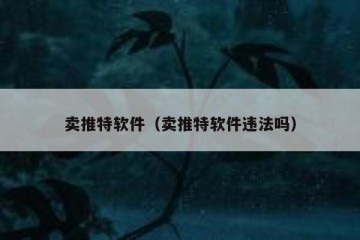 卖推特软件（卖推特软件违法吗）