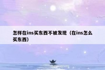 怎样在ins买东西不被发现（在ins怎么买东西）