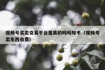 视频号买卖交易平台是真的吗吗知乎（视频号卖东西收费）