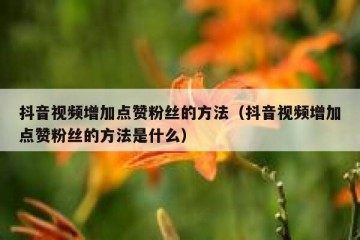 抖音视频增加点赞粉丝的方法（抖音视频增加点赞粉丝的方法是什么）