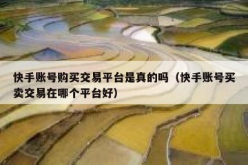 快手账号购买交易平台是真的吗（快手账号买卖交易在哪个平台好）