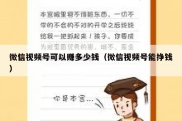 微信视频号可以赚多少钱（微信视频号能挣钱）