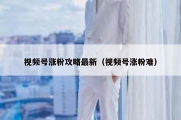 视频号涨粉攻略最新（视频号涨粉难）