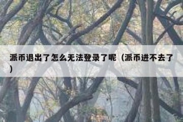 派币退出了怎么无法登录了呢（派币进不去了）