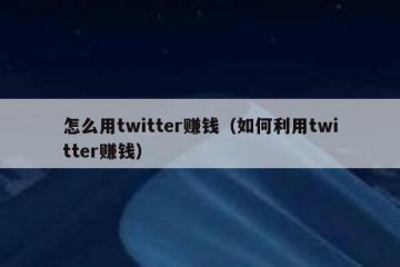 怎么用twitter赚钱（如何利用twitter赚钱）