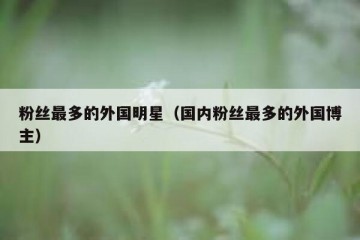 粉丝最多的外国明星（国内粉丝最多的外国博主）