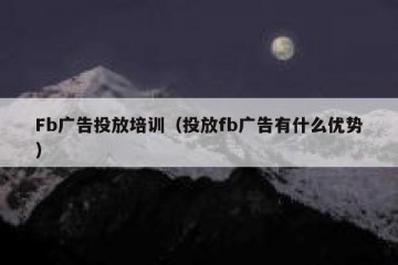 Fb广告投放培训（投放fb广告有什么优势）