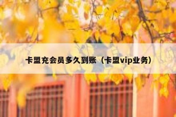 卡盟充会员多久到账（卡盟vip业务）