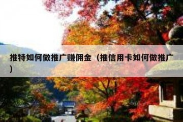 推特如何做推广赚佣金（推信用卡如何做推广）