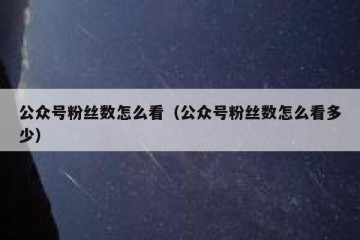 公众号粉丝数怎么看（公众号粉丝数怎么看多少）