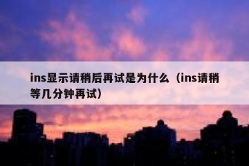 ins显示请稍后再试是为什么（ins请稍等几分钟再试）
