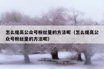 怎么提高公众号粉丝量的方法呢（怎么提高公众号粉丝量的方法呢）