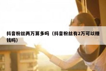 抖音粉丝两万算多吗（抖音粉丝有2万可以赚钱吗）