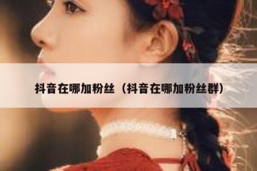 抖音在哪加粉丝（抖音在哪加粉丝群）