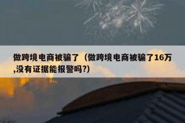 做跨境电商被骗了（做跨境电商被骗了16万,没有证据能报警吗?）