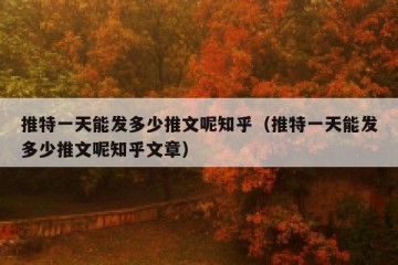 推特一天能发多少推文呢知乎（推特一天能发多少推文呢知乎文章）
