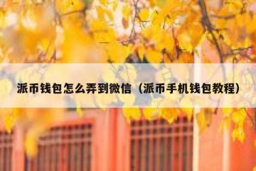 派币钱包怎么弄到微信（派币手机钱包教程）