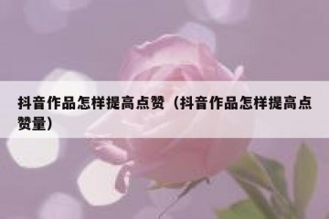 抖音作品怎样提高点赞（抖音作品怎样提高点赞量）