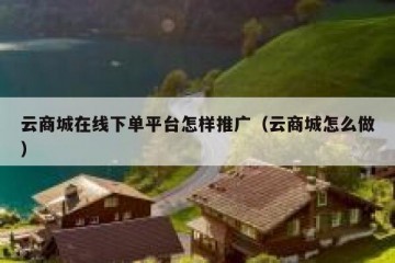 云商城在线下单平台怎样推广（云商城怎么做）
