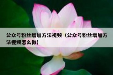 公众号粉丝增加方法视频（公众号粉丝增加方法视频怎么做）