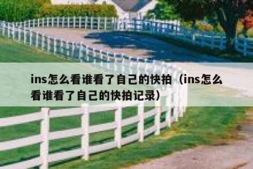 ins怎么看谁看了自己的快拍（ins怎么看谁看了自己的快拍记录）
