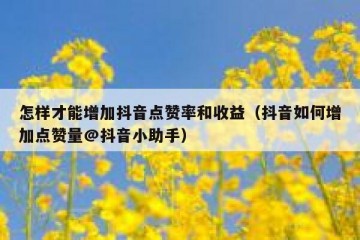 怎样才能增加抖音点赞率和收益（抖音如何增加点赞量@抖音小助手）