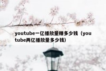 youtube一亿播放量赚多少钱（youtube两亿播放量多少钱）