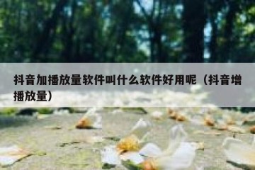 抖音加播放量软件叫什么软件好用呢（抖音增播放量）