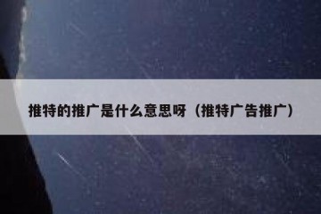 推特的推广是什么意思呀（推特广告推广）