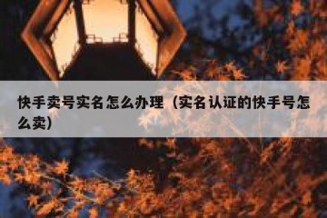 快手卖号实名怎么办理（实名认证的快手号怎么卖）