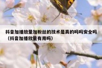 抖音加播放量加粉丝的技术是真的吗吗安全吗（抖音加播放量有用吗）