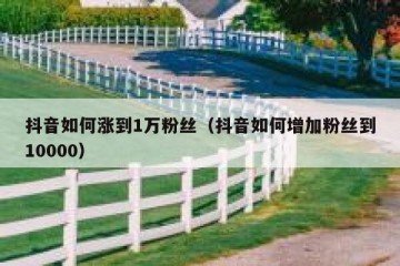 抖音如何涨到1万粉丝（抖音如何增加粉丝到10000）