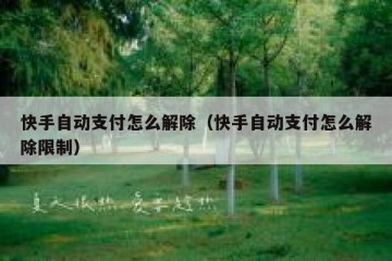 快手自动支付怎么解除（快手自动支付怎么解除限制）
