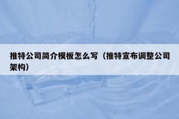 推特公司简介模板怎么写（推特宣布调整公司架构）