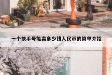 一个快手号能卖多少钱人民币的简单介绍