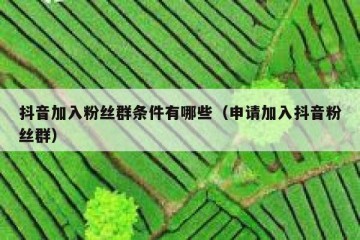 抖音加入粉丝群条件有哪些（申请加入抖音粉丝群）