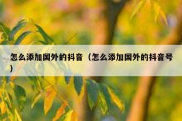 怎么添加国外的抖音（怎么添加国外的抖音号）