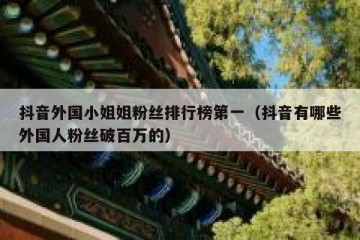 抖音外国小姐姐粉丝排行榜第一（抖音有哪些外国人粉丝破百万的）