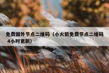 免费国外节点二维码（小火箭免费节点二维码 4小时更新）