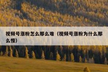 视频号涨粉怎么那么难（视频号涨粉为什么那么慢）