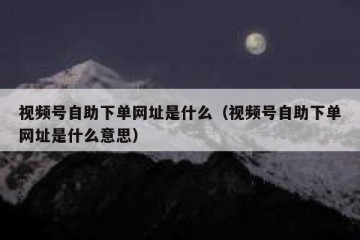 视频号自助下单网址是什么（视频号自助下单网址是什么意思）