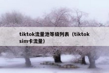 tiktok流量池等级列表（tiktoksim卡流量）
