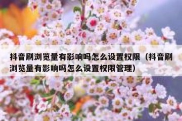 抖音刷浏览量有影响吗怎么设置权限（抖音刷浏览量有影响吗怎么设置权限管理）