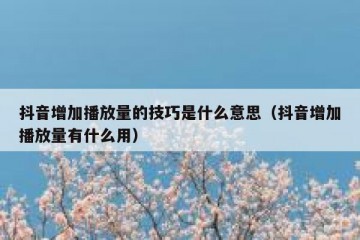 抖音增加播放量的技巧是什么意思（抖音增加播放量有什么用）
