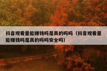 抖音观看量能赚钱吗是真的吗吗（抖音观看量能赚钱吗是真的吗吗安全吗）