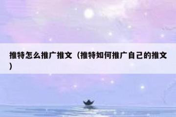 推特怎么推广推文（推特如何推广自己的推文）